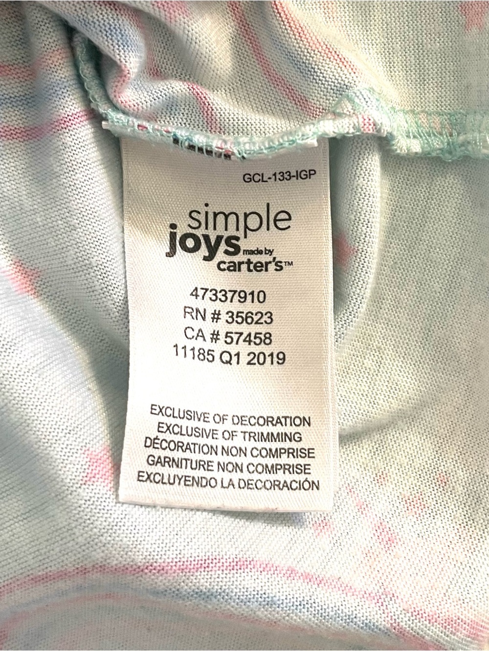 🌈 ✨ Carter’s Simple Joys Girls Unicorn Rainbow Nightgown Pajamas Size 4-5 - Picture 3 of 4